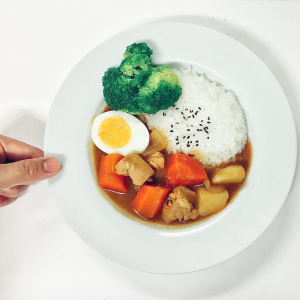 蘋果咖哩雞飯 : 恬欣一起做