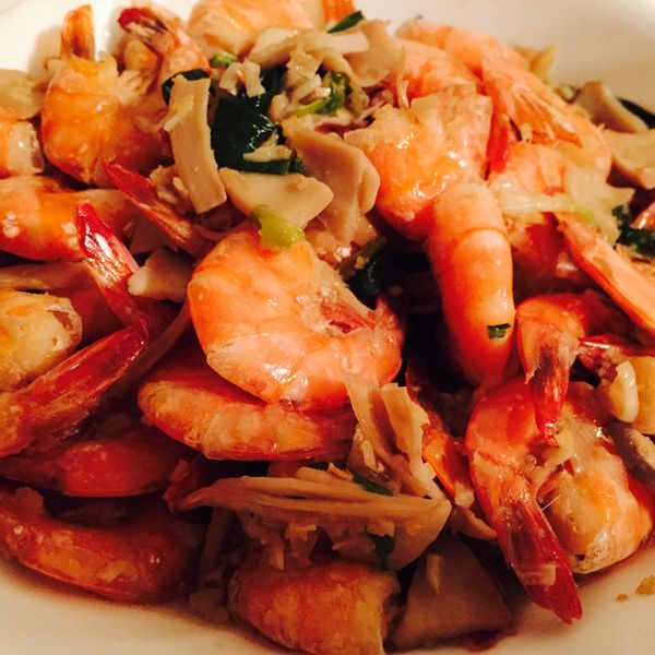 蔥爆蒜蝦【38度金門高粱酒】 : Pei一起做