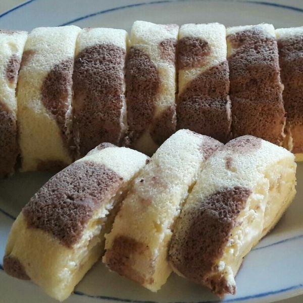 長頸鹿紋蛋糕捲 (黑糖布丁餡):桃子 一起做