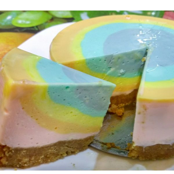 彩虹乳酪蛋糕(免烤) : Stitch Tracy一起做