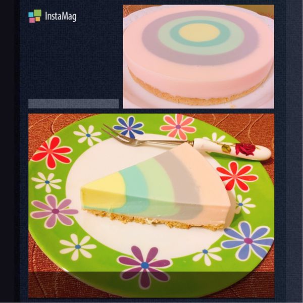 彩虹乳酪蛋糕(免烤) : Vicky一起做