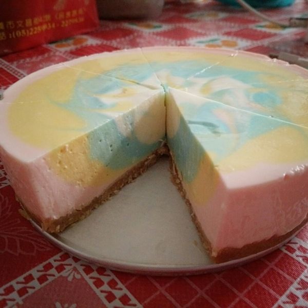 彩虹乳酪蛋糕(免烤) : 婷妹一起做