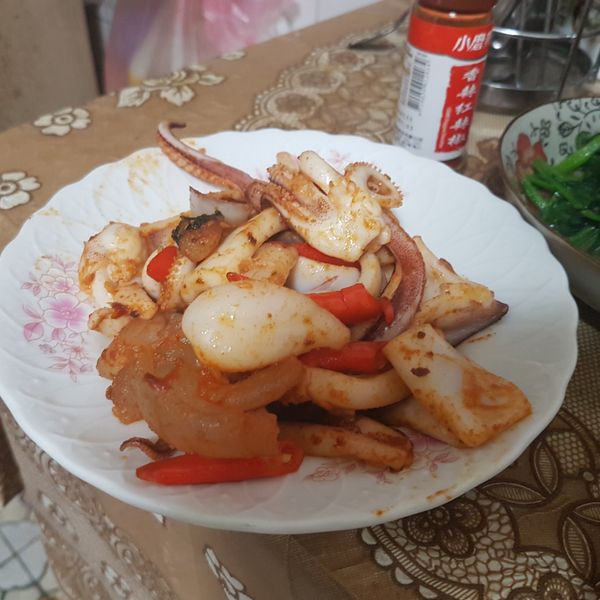 韓國家常菜-辣炒魷魚-오징어볶음 : 旅行的葉子一起做