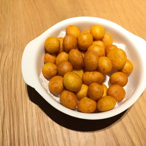 QQ黃金地瓜球 : 妤寶一起做