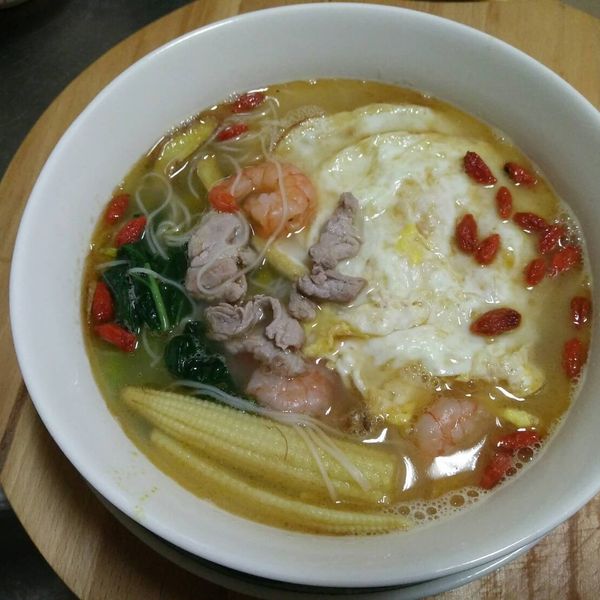 枸杞麻油蛋麵線：angelchan 一起做