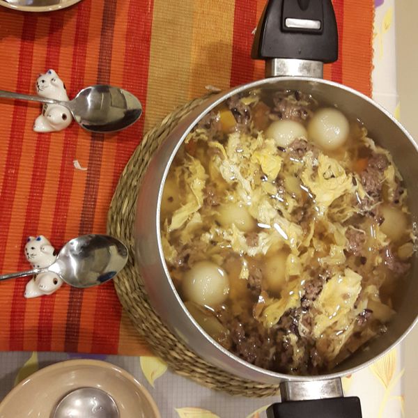 黑糖薑汁地瓜湯圓 : 張育瑄一起做