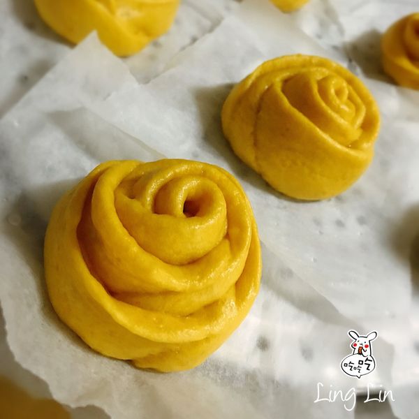 玫瑰花南瓜饅頭～～多可愛的玫瑰花！ : Ling Lin一起做