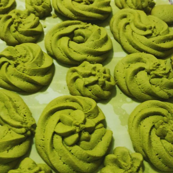 抹茶擠花奶油餅乾 : Lin Jessica一起做