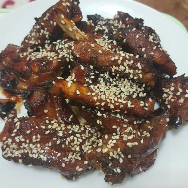 蔥燒蜜味豬肋排(免烤箱) : 紅豆愛江醬一起做