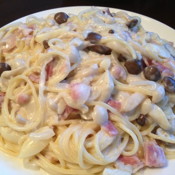 培根柳松菇白醬義大利麵：Hsin Yi Wang 一起做