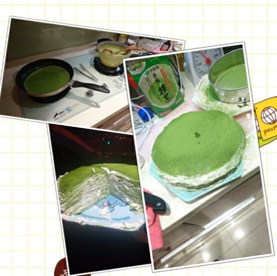 🍵抹茶千層蛋糕🍵～免烤箱 : 咪咪一起做