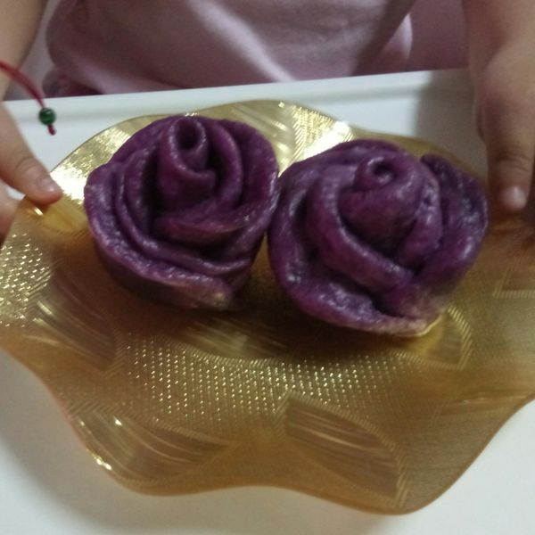 紫色地瓜饅頭（紫芋の蒸しパン） : 純純一起做