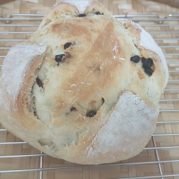 免揉葡萄乾鄉村麵包:joan 一起做