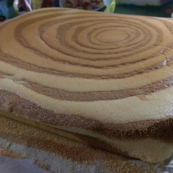 斑馬紋戚風蛋糕 : 紋一起做