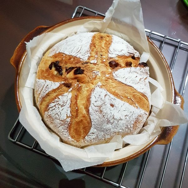 免揉葡萄乾鄉村麵包 : 劉沛璇一起做