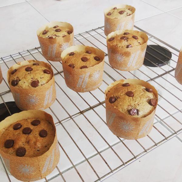 零失敗巧克力豆馬芬蛋糕(鬆餅粉):Red Hand 一起做