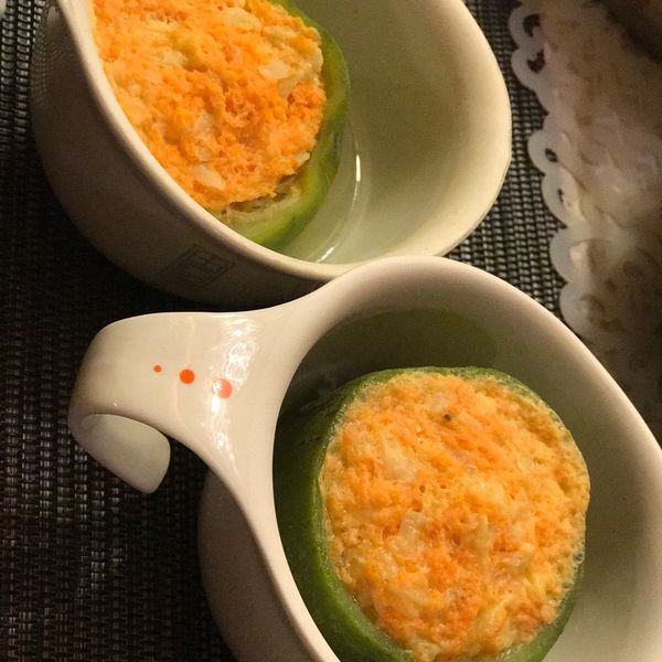 一菜二吃之絲瓜盅蒸蛋:Sinyi Wang 一起做