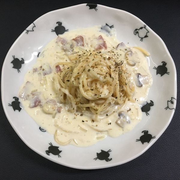 白醬蘑菇培根義大利麵 : hsuan一起做
