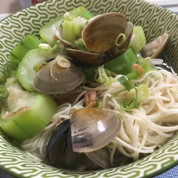 絲瓜蛤蜊麵線：笑叔試一試 一起做