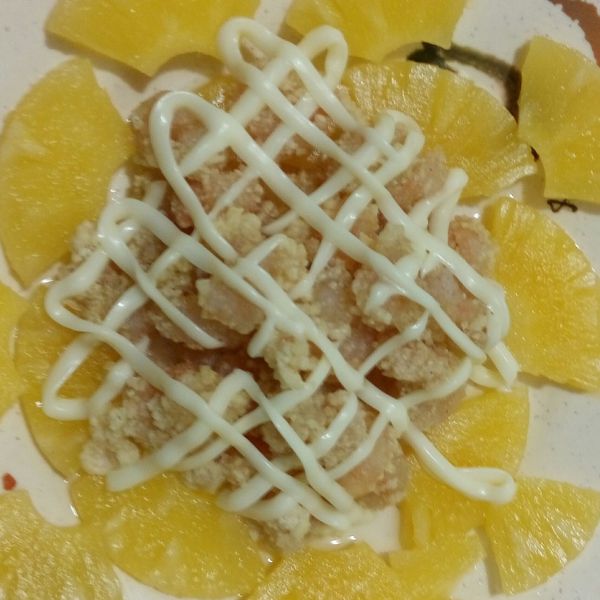 [鳳梨蝦球]三步驟簡易家常菜 : 嘎嘎源一起做