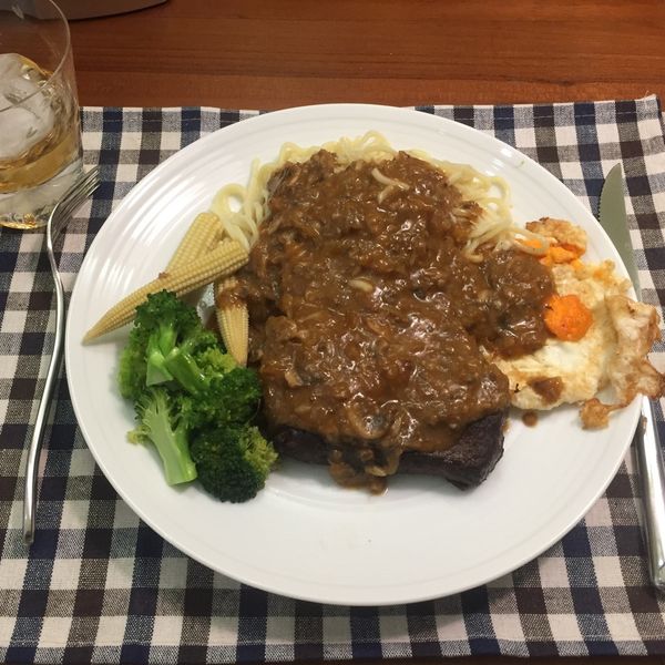 夜市牛排-蘑菇醬牛排 : 哈達威一起做