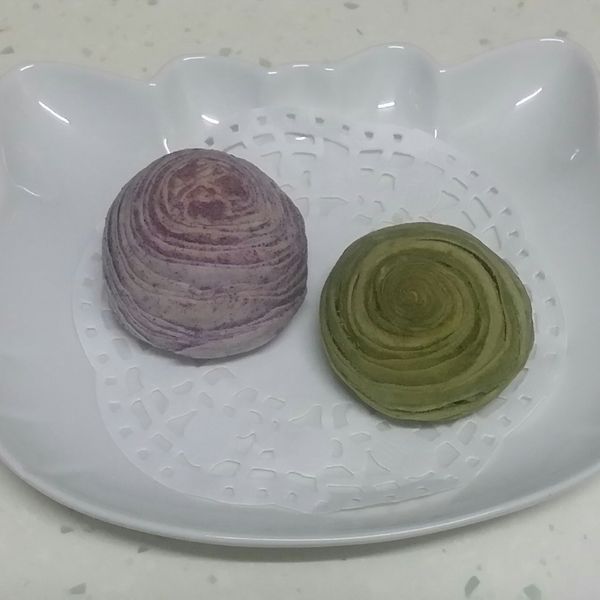 🍵抹茶&紫芋螺旋蛋黃酥 : Yeh一起做