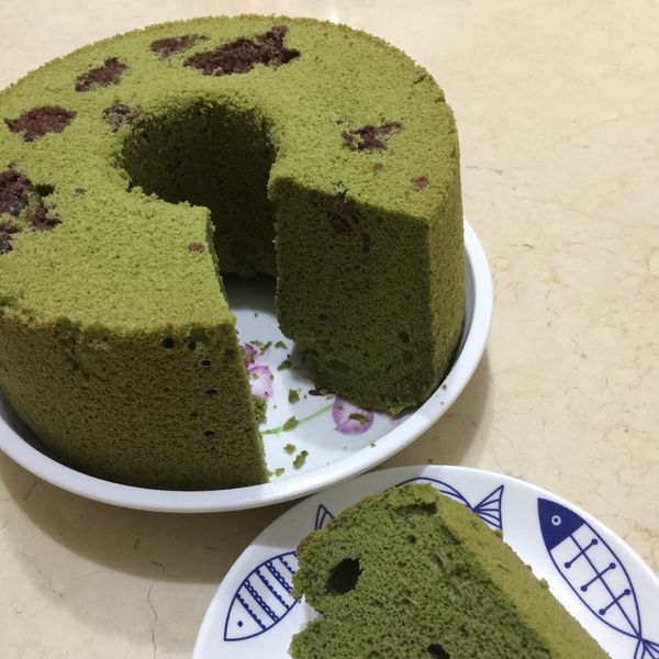 抹茶紅豆戚風蛋糕 : Ho Carolina一起做