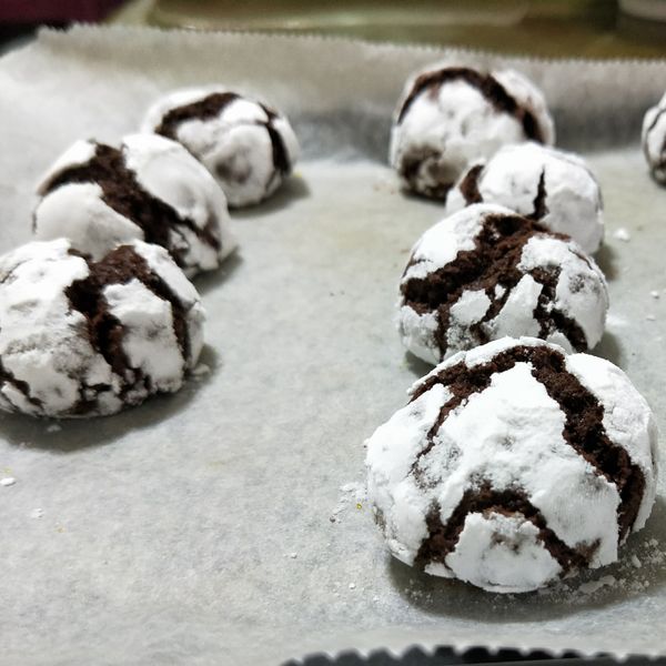 《應景聖誕》雪花裂紋可可餅乾～植物油版本 : 佳紜一起做