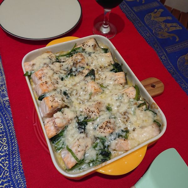 鮭魚菠菜焗起司白醬 : John Bianchi一起做