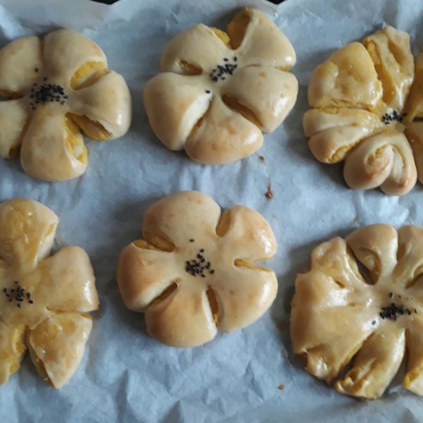 地瓜小花麵包 : 冰冰一起做