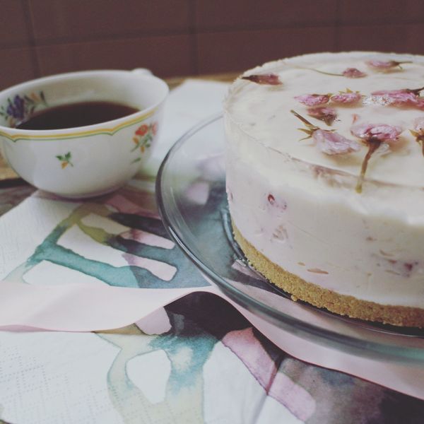 【免烤箱】櫻花草莓粉紅生乳酪蛋糕：Agnès  一起做