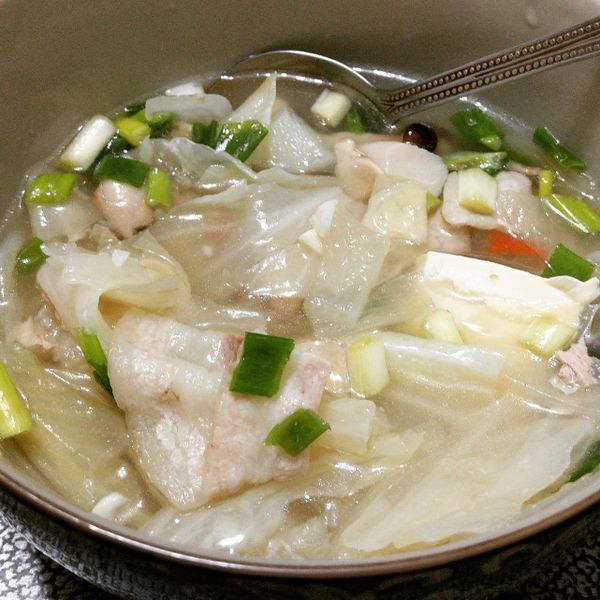 電鍋疊煮味增蔬菜肉片湯 : Misaki Chen一起做