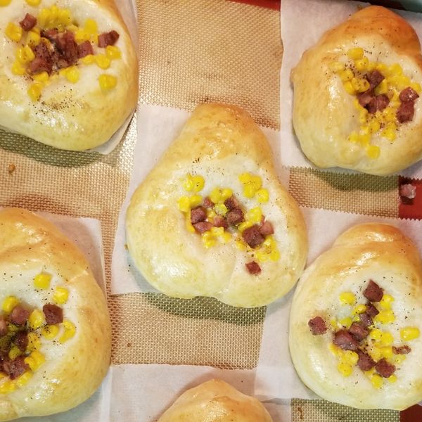 火腿玉米麵包 : Wa Wa 一起做