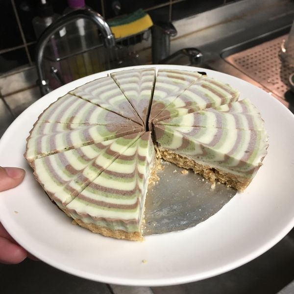 三色拉花生乳酪蛋糕(6吋、免烤箱):Ning 一起做