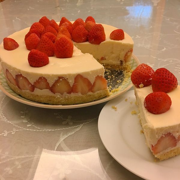 S廚房🍽草莓乳酪蛋糕（免烤箱）：Tingyu 一起做