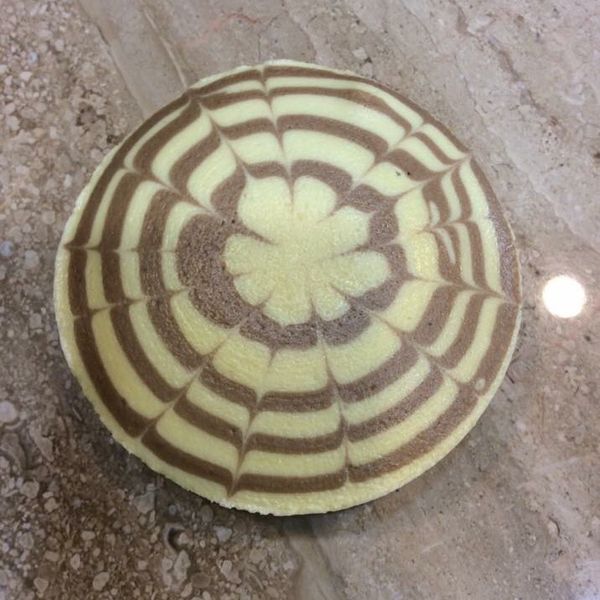 可可雙色拉花輕乳酪蛋糕 水波爐烘烤 6吋 : shen一起做