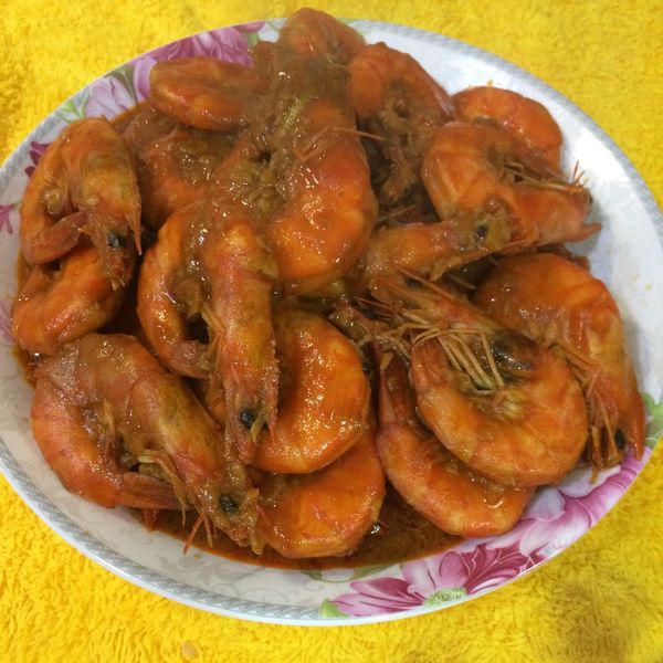 泰式風味蝦料理❤紅咖哩塔香檸檬酸甜蝦 : 藍色襪子一起做