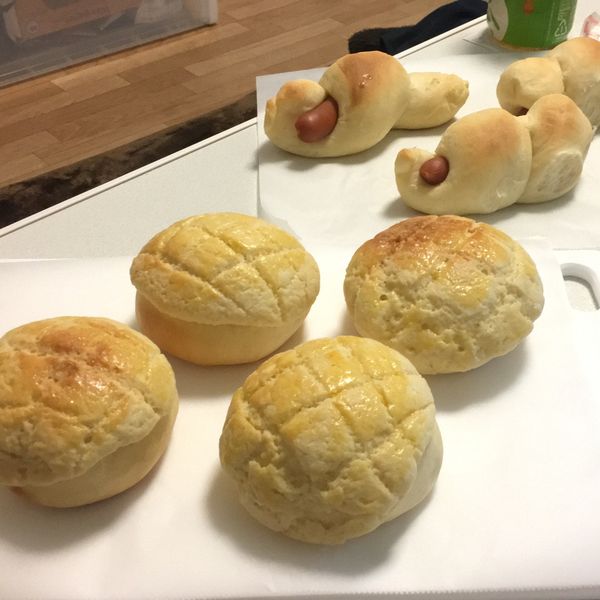 港式香腸麵包 （湯種法） : 弓美在東京的小廚房一起做