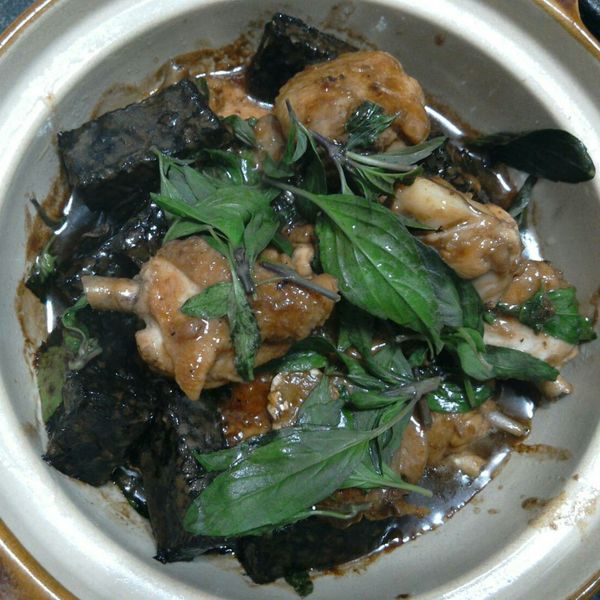 三杯雞米血 : kiki一起做