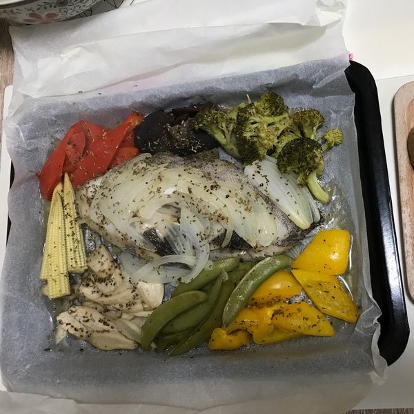烤鮭魚什蔬 : Rebecca Shih一起做