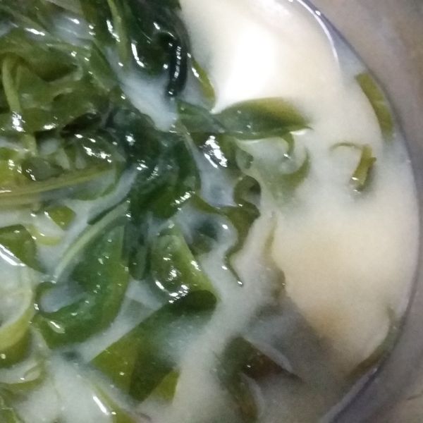 豆腐海帶芽味噌湯: 勇兔 一起做