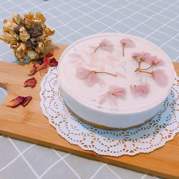 【免烤箱】蔓越莓櫻花凍生乳酪蛋糕 : Sophia一起做