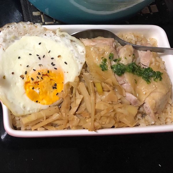 LC鍋料理。海南雞飯（用電鍋也ok）：vanilla 一起做