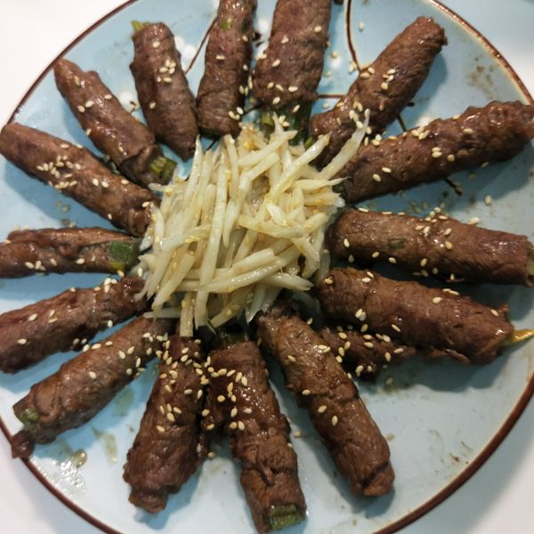 秋葵肉捲 : 何鱸鰻一起做