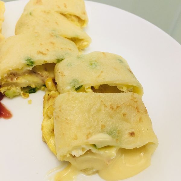 自製Q彈蛋餅皮 + 玉米起司蛋餅 : Renie Wei一起做