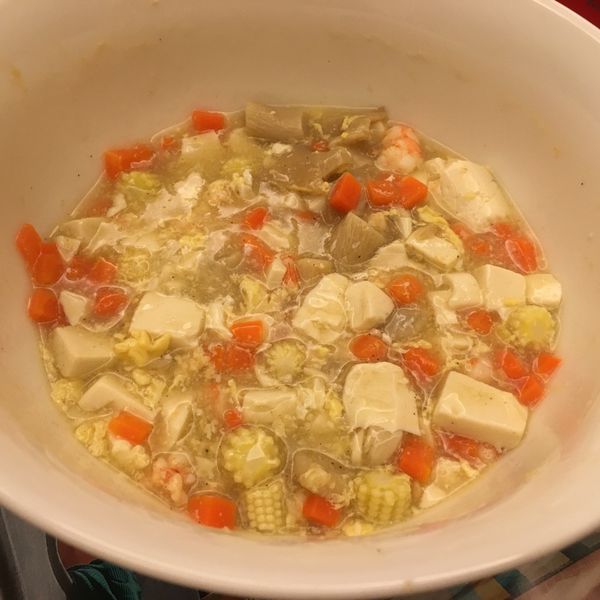 🍤蝦仁豆腐羹：妮 一起做