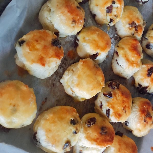 鮮奶油蔓越莓司康🍒🍒🍒：Chieh Ying 一起做