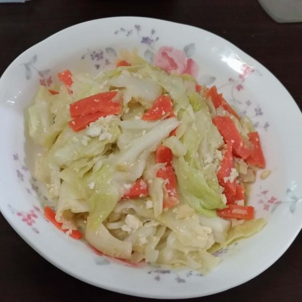 鹹蛋炒高麗菜 : MANDY一起做