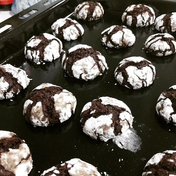 《應景聖誕》雪花裂紋可可餅乾～植物油版本 : 晏庭一起做