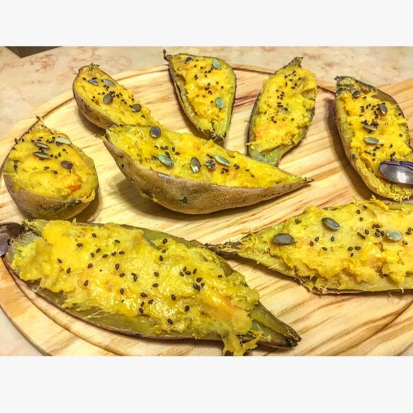 黃金地瓜燒～冬天最溫暖的下午茶點心：心妤 一起做